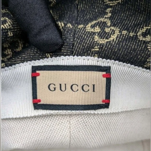 GUCCI Jacquard Denim GG Monogram Oscar Bucket Hat Black  display picture 1